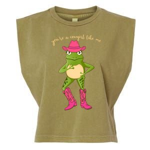 Funny Frog You're A Cowgirl Like Me Garment-Dyed Women's Muscle Tee