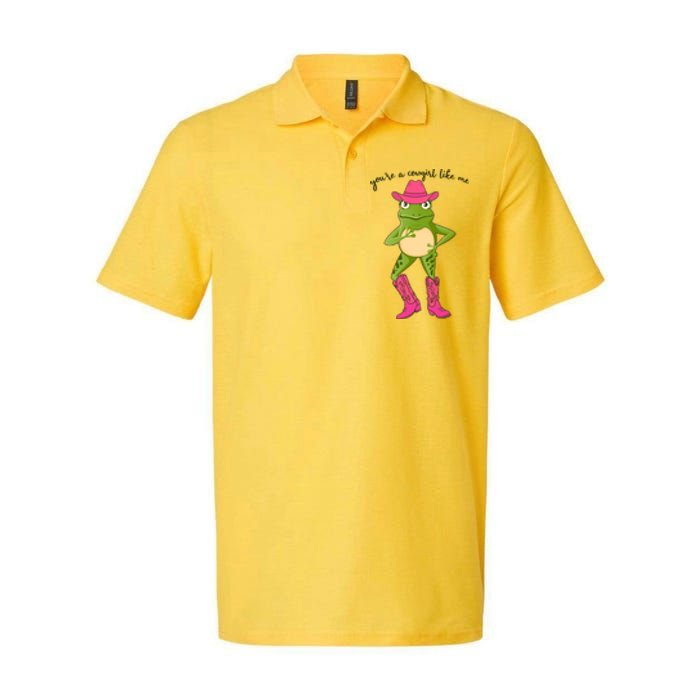 Funny Frog You're A Cowgirl Like Me Softstyle Adult Sport Polo