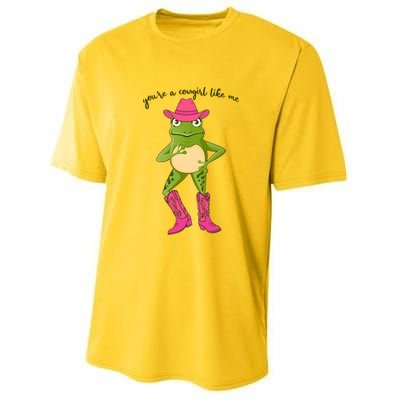 Funny Frog You're A Cowgirl Like Me Youth Performance Sprint T-Shirt