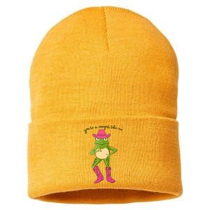 Funny Frog You're A Cowgirl Like Me Sustainable Knit Beanie