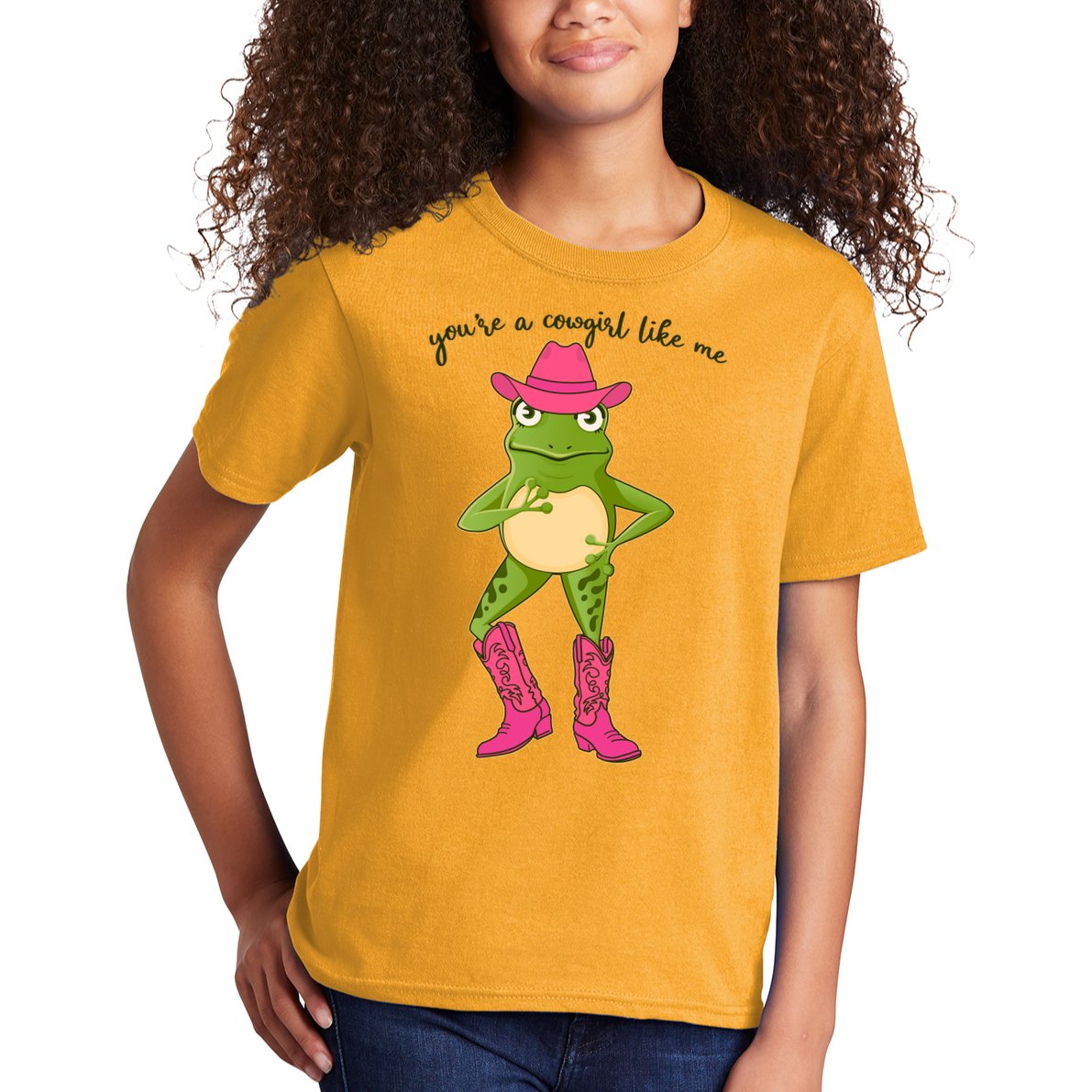 Funny Frog You're A Cowgirl Like Me Kids T-Shirt