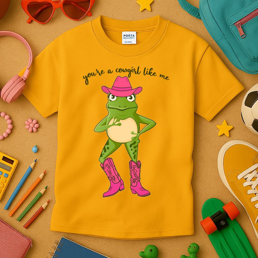 Funny Frog You're A Cowgirl Like Me Kids T-Shirt