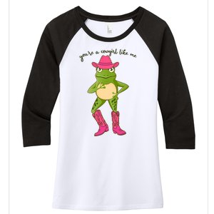 Funny Frog You're A Cowgirl Like Me Women's Tri-Blend 3/4-Sleeve Raglan Shirt