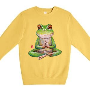 Funny Frog Yoga Meditation Yoga Animal Frogs Lover Gift Great Gift Premium Crewneck Sweatshirt