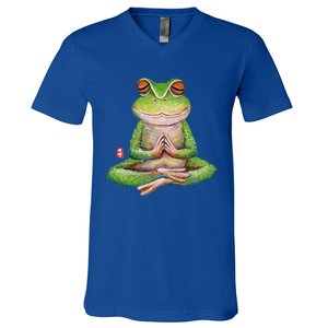 Funny Frog Yoga Meditation Yoga Animal Frogs Lover Gift Great Gift V-Neck T-Shirt