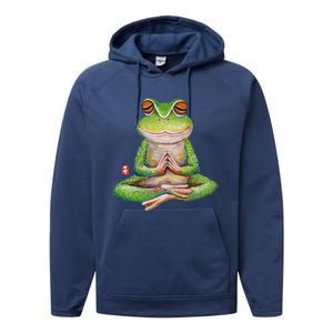 Funny Frog Yoga Meditation Yoga Animal Frogs Lover Gift Great Gift Performance Fleece Hoodie