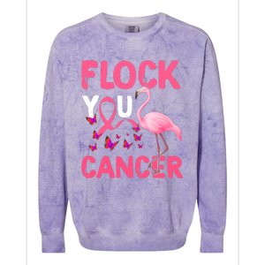 Funny Flock You Flamingo Cancer Breast Cancer Colorblast Crewneck Sweatshirt