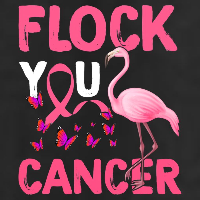 Funny Flock You Flamingo Cancer Breast Cancer 7 Panel Mesh Trucker Snapback Hat