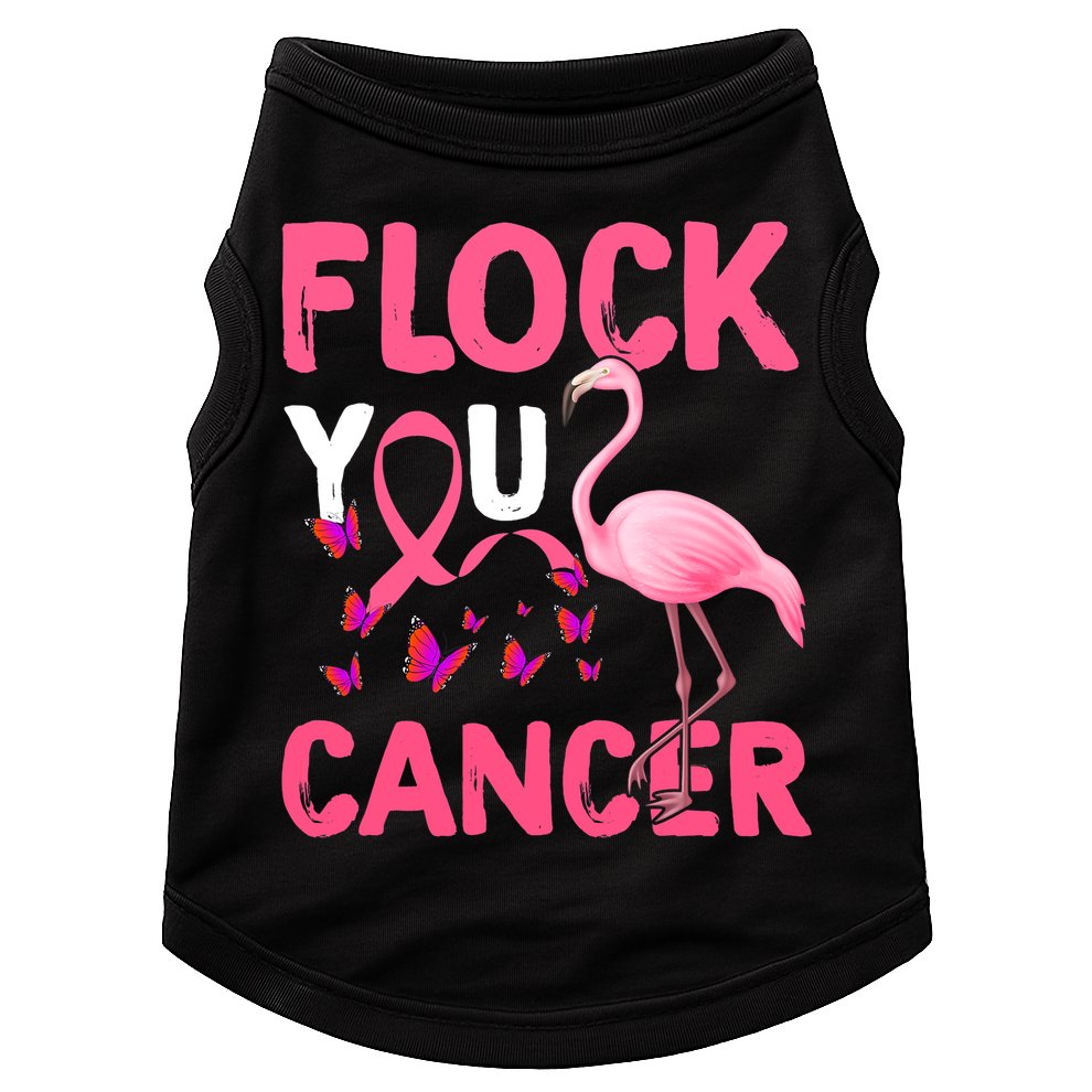 Funny Flock You Flamingo Cancer Breast Cancer Doggie Tank