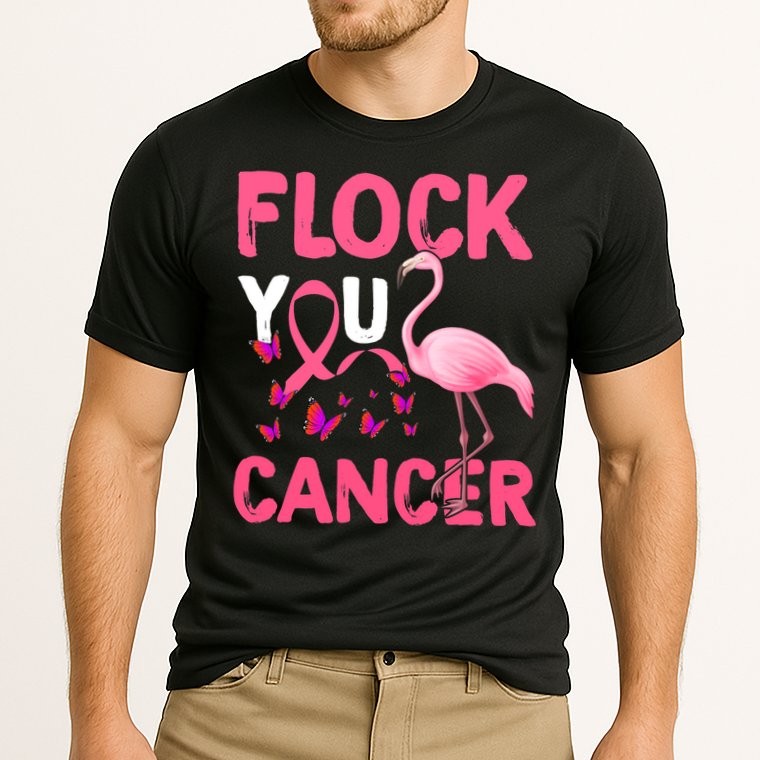 Funny Flock You Flamingo Cancer Breast Cancer Cooling Performance Crew T-Shirt