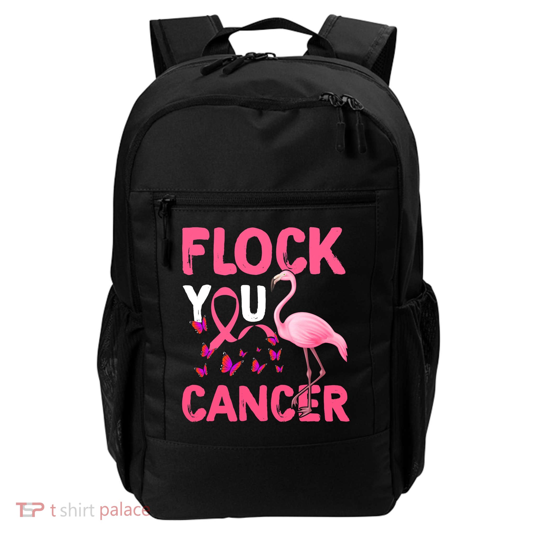 Funny Flock You Flamingo Cancer Breast Cancer Backpack