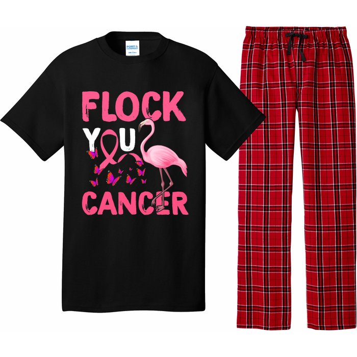 Funny Flock You Flamingo Cancer Breast Cancer Pajama Set