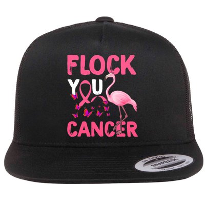 Funny Flock You Flamingo Cancer Breast Cancer Flatbill Hat