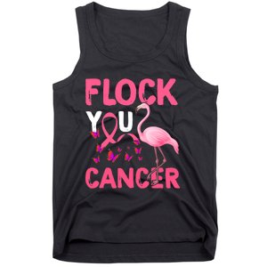 Funny Flock You Flamingo Cancer Breast Cancer Tank Top