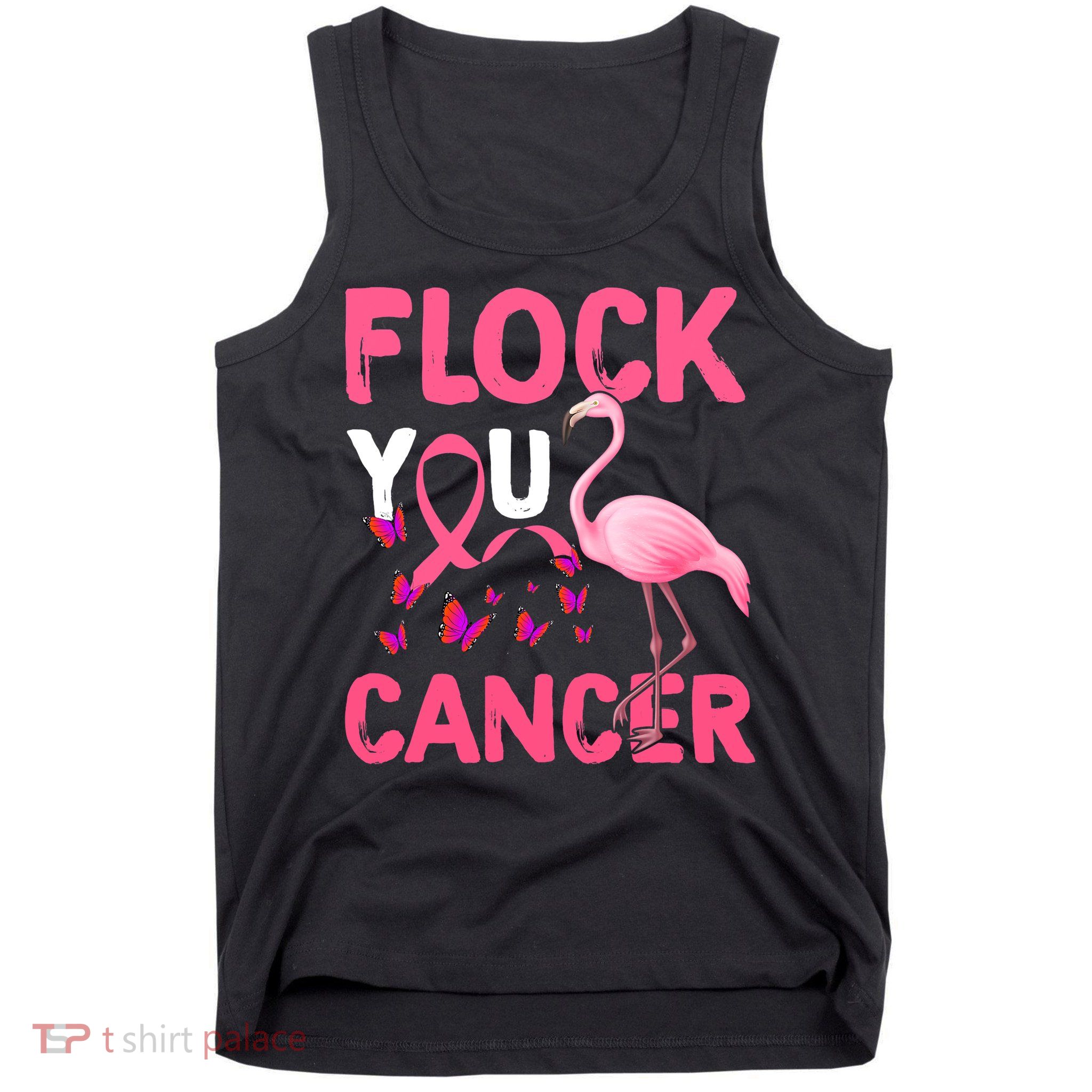 Funny Flock You Flamingo Cancer Breast Cancer Tank Top