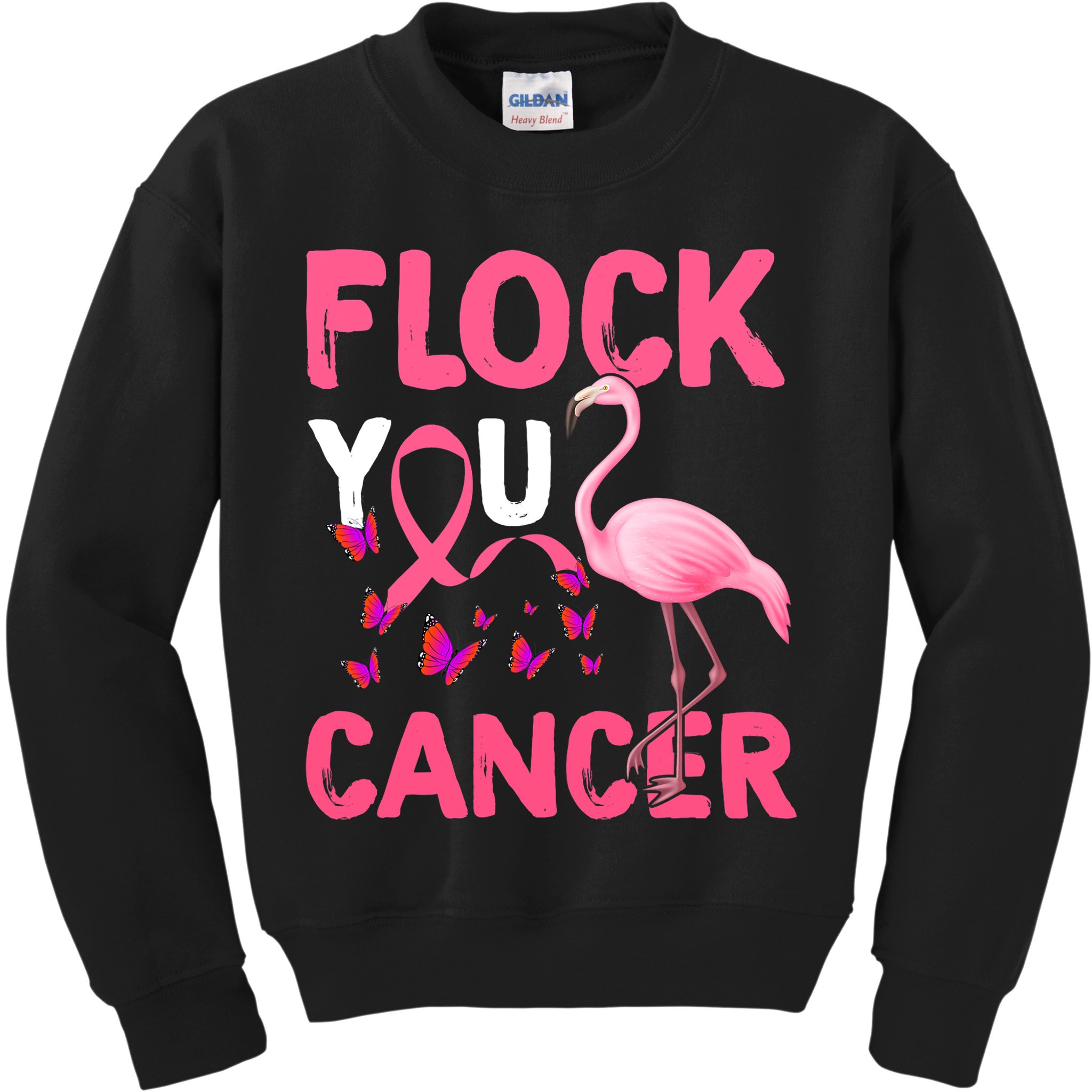 Funny Flock You Flamingo Cancer Breast Cancer Kids Sweatshirt