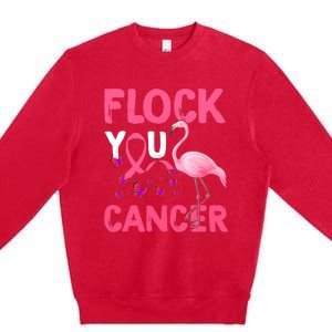 Funny Flock You Flamingo Cancer Breast Cancer Premium Crewneck Sweatshirt