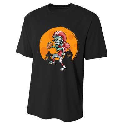 Funny Football Zombie Player Halloween Football Sport Gift Performance Sprint T-Shirt