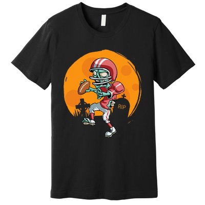 Funny Football Zombie Player Halloween Football Sport Gift Premium T-Shirt