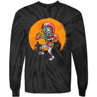 Funny Football Zombie Player Halloween Football Sport Gift Tie-Dye Long Sleeve Shirt