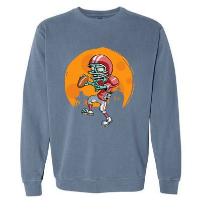 Funny Football Zombie Player Halloween Football Sport Gift Garment-Dyed Sweatshirt