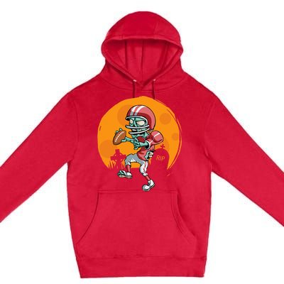 Funny Football Zombie Player Halloween Football Sport Gift Premium Pullover Hoodie