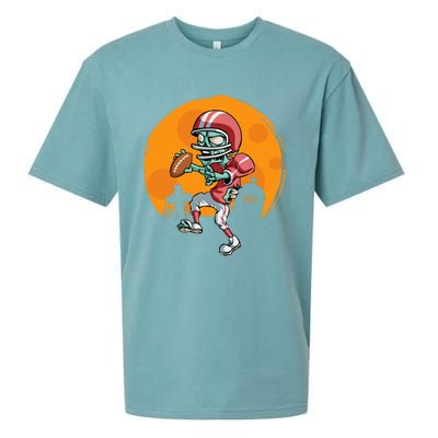 Funny Football Zombie Player Halloween Football Sport Gift Sueded Cloud Jersey T-Shirt