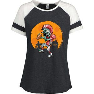 Funny Football Zombie Player Halloween Football Sport Gift Enza Ladies Jersey Colorblock Tee