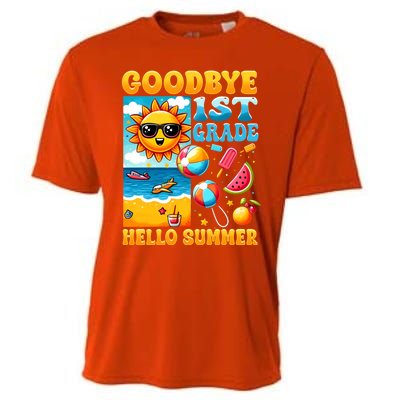 Funny Goodbye 1st Grade Hello Summer Gift Cooling Performance Crew T-Shirt