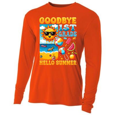 Funny Goodbye 1st Grade Hello Summer Gift Cooling Performance Long Sleeve Crew