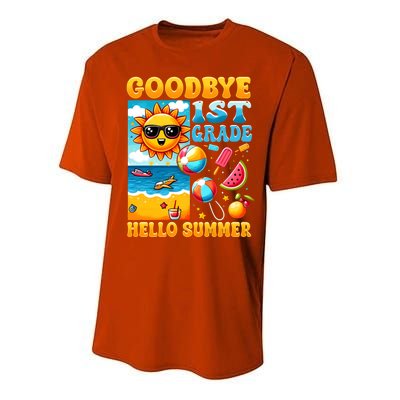 Funny Goodbye 1st Grade Hello Summer Gift Performance Sprint T-Shirt