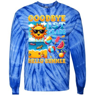 Funny Goodbye 1st Grade Hello Summer Gift Tie-Dye Long Sleeve Shirt