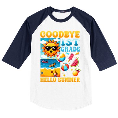 Funny Goodbye 1st Grade Hello Summer Gift Baseball Sleeve Shirt