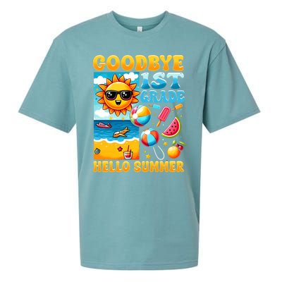 Funny Goodbye 1st Grade Hello Summer Gift Sueded Cloud Jersey T-Shirt