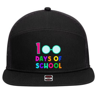 Funny Glasses 100th Days Of School Teacher Student Colorful 7 Panel Mesh Trucker Snapback Hat