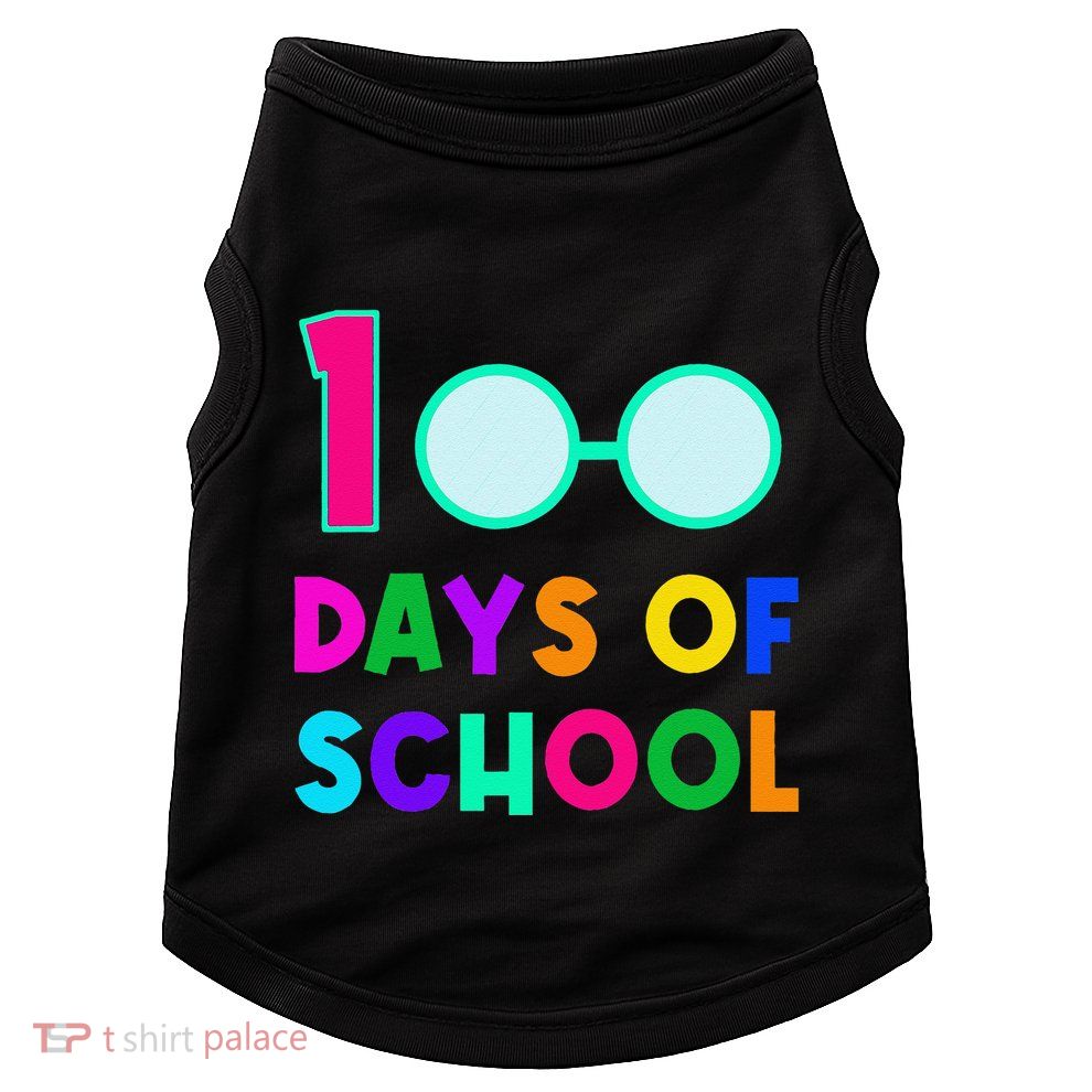 Funny Glasses 100th Days Of School Teacher Student Colorful Doggie Tank