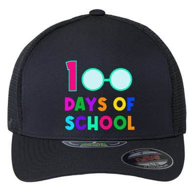 Funny Glasses 100th Days Of School Teacher Student Colorful Flexfit Unipanel Trucker Cap