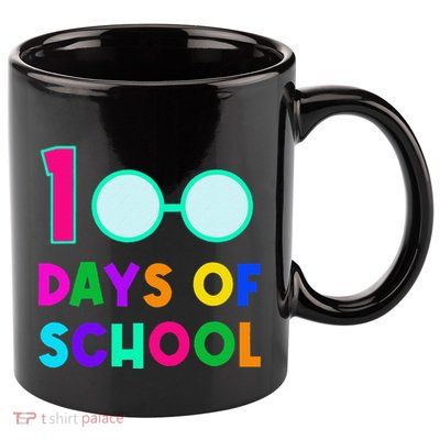 Funny Glasses 100th Days Of School Teacher Student Colorful 11oz C Handle Ceramic Mug