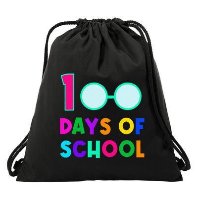 Funny Glasses 100th Days Of School Teacher Student Colorful Drawstring Bag
