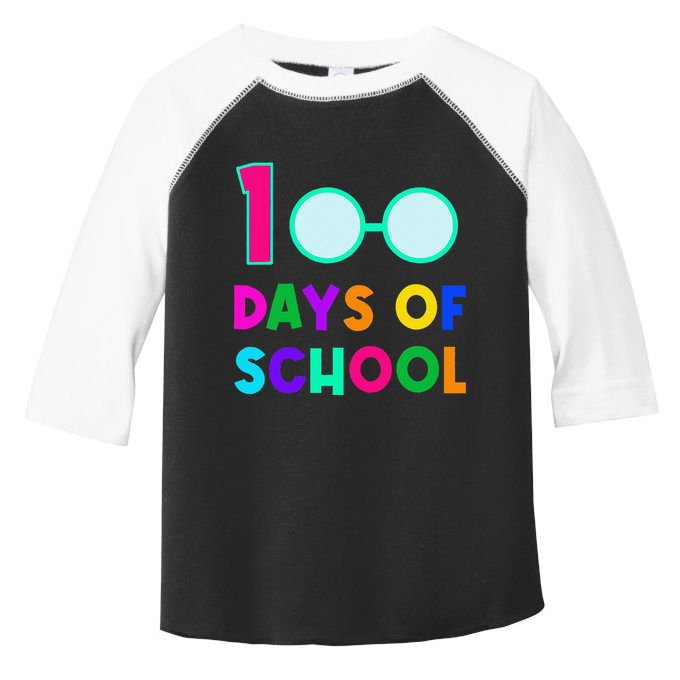 Funny Glasses 100th Days Of School Teacher Student Colorful Toddler Fine Jersey T-Shirt