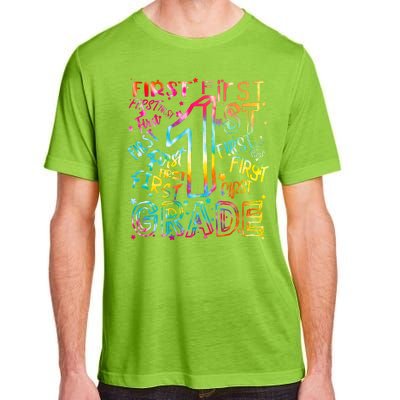 First Grade 1st Grade Tie Dye Word Art Adult ChromaSoft Performance T-Shirt