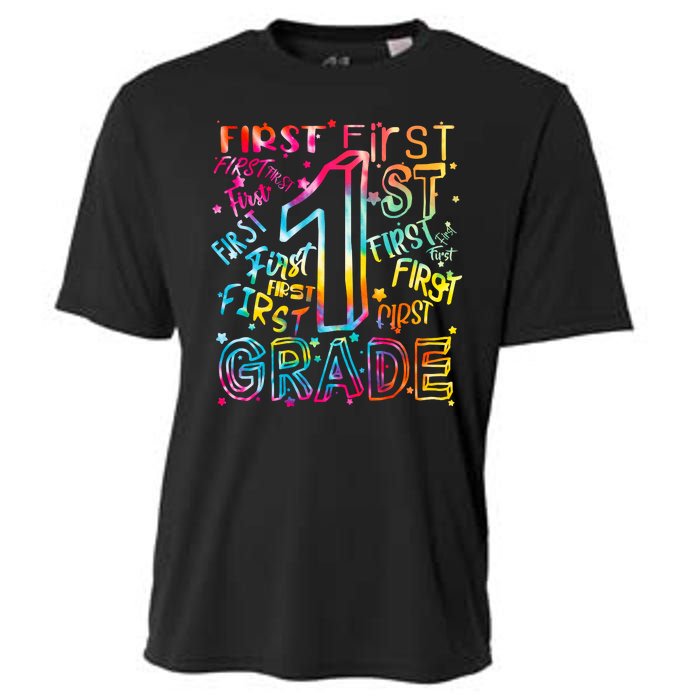 First Grade 1st Grade Tie Dye Word Art Cooling Performance Crew T-Shirt