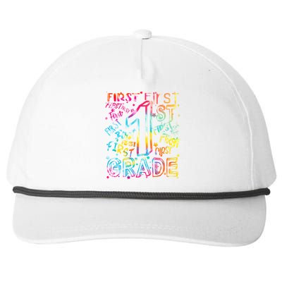 First Grade 1st Grade Tie Dye Word Art Snapback Five-Panel Rope Hat