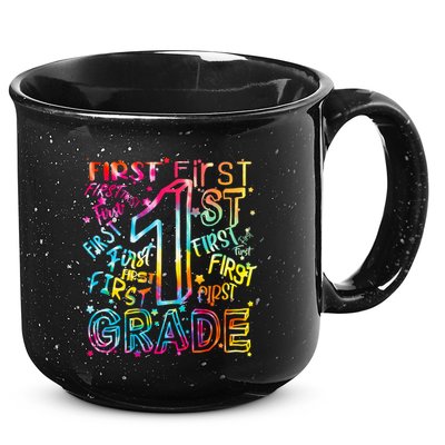 First Grade 1st Grade Tie Dye Word Art 15oz Campfire Ceramic Mug