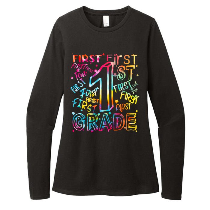 First Grade 1st Grade Tie Dye Word Art Womens CVC Long Sleeve Shirt