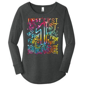 First Grade 1st Grade Tie Dye Word Art Women's Perfect Tri Tunic Long Sleeve Shirt