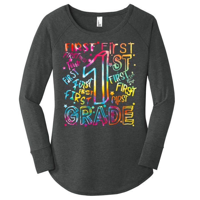 First Grade 1st Grade Tie Dye Word Art Women's Perfect Tri Tunic Long Sleeve Shirt