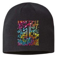 First Grade 1st Grade Tie Dye Word Art Sustainable Beanie