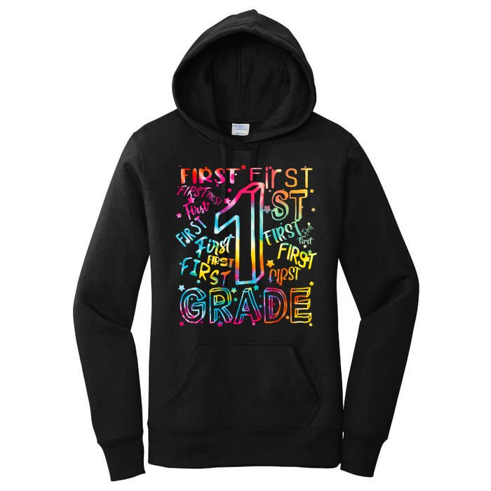 First Grade 1st Grade Tie Dye Word Art Women's Pullover Hoodie