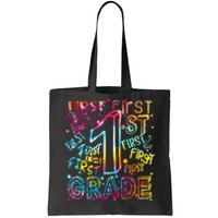 First Grade 1st Grade Tie Dye Word Art Tote Bag